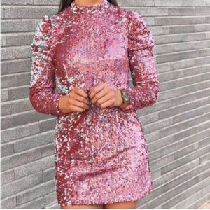 Zara Shimmering Pink Sequin Dress